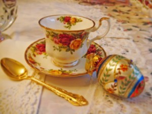 Of course for A Romance Renaissance tea - we used actual tea cups and saucers - no mugs here!